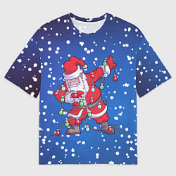 Футболка оверсайз мужская ДАБ САНТА В ГИРЛЯНДЕ, цвет: 3D-принт