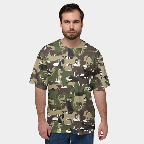 Мужская футболка оверсайз Камуфляж из Собак Camouflage / 3D-принт – фото 3
