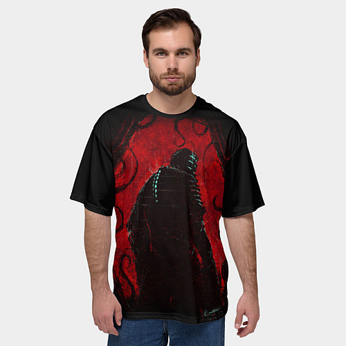 Мужская футболка оверсайз DEAD SPACE АЙЗЕК КЛАРК В БРОНЕ / 3D-принт – фото 3