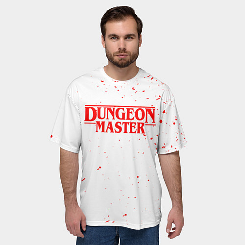 Мужская футболка оверсайз DUNGEON MASTER BLOOD ГАЧИМУЧИ БЕЛЫЙ / 3D-принт – фото 3