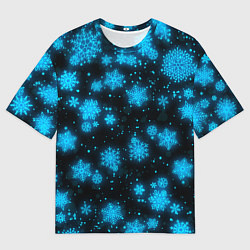 Футболка оверсайз мужская НОВОГОДНИЕ НЕОНОВЫЕ СНЕЖИНКИ 2022 НОВЫЙ ГОД, цвет: 3D-принт