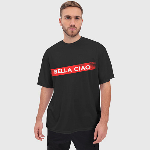 Мужская футболка оверсайз BELLA CIAO БУМАЖНЫЙ ДОМ / 3D-принт – фото 3