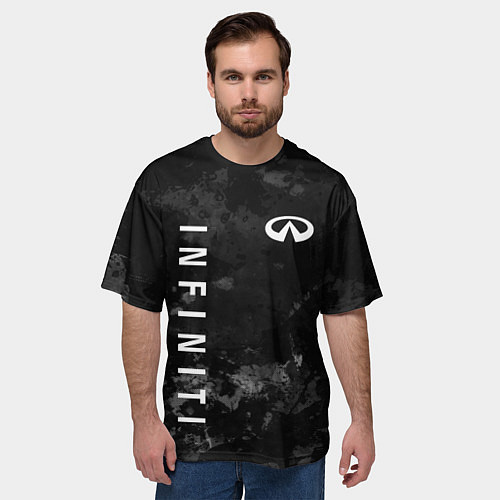 Мужская футболка оверсайз Infiniti, Инфинити Черно серый фон / 3D-принт – фото 3