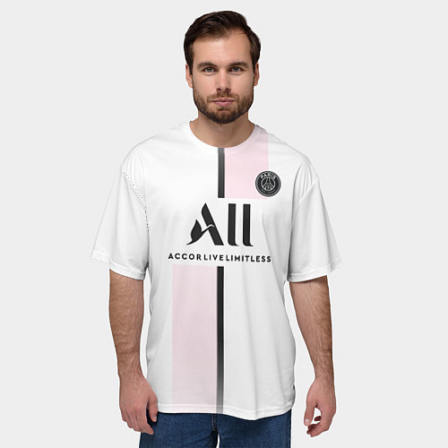 Мужская футболка оверсайз Messi 30 PSG Pink Theme / 3D-принт – фото 3