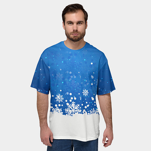 Мужская футболка оверсайз Снежинки - С Новым Годом / 3D-принт – фото 3