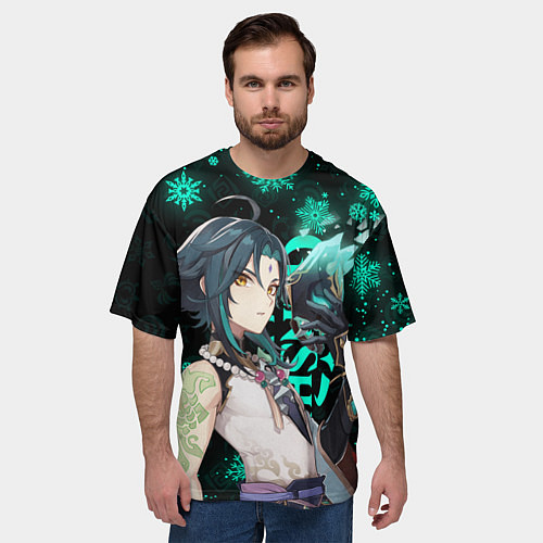 Мужская футболка оверсайз GENSHIN IMPACT СЯО НОВОГОДНИЙ / 3D-принт – фото 3