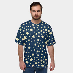 Футболка оверсайз мужская Желтые звездочки, цвет: 3D-принт — фото 2