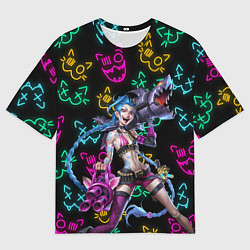 Футболка оверсайз мужская JINX ARCANE NEON MEOW! LOL, цвет: 3D-принт