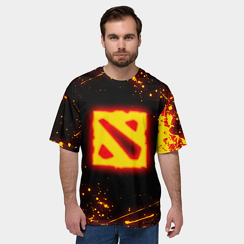 Мужская футболка оверсайз DOTA 2 FIRE LOGO ДОТА 2 ОГНЕННЫЙ ЛОГО / 3D-принт – фото 3