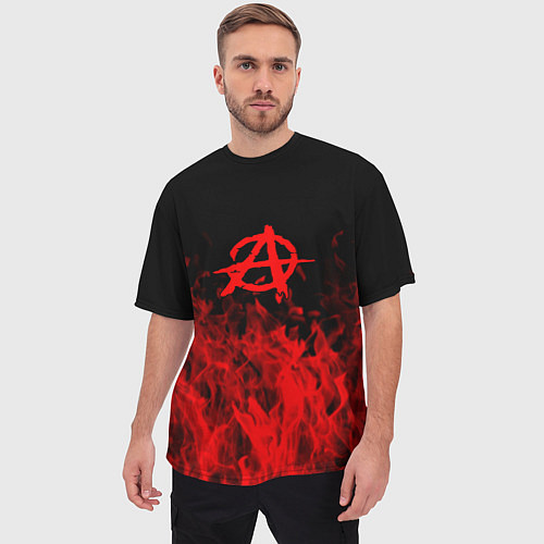 Мужская футболка оверсайз Гражданская оборона пламя / 3D-принт – фото 3