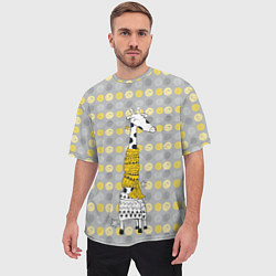 Футболка оверсайз мужская Милая жирафа в шарфе, цвет: 3D-принт — фото 2