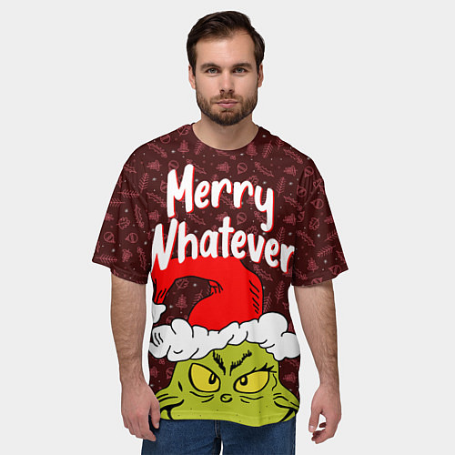 Мужская футболка оверсайз ГРИНЧ GRINCH WHATEVER / 3D-принт – фото 3