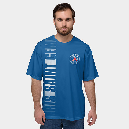 Мужская футболка оверсайз PSG PARIS SAINT GERMAIN WHITE LINE SPORT / 3D-принт – фото 3