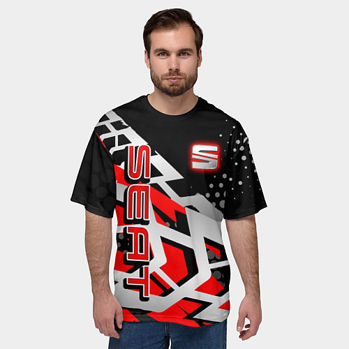 Мужская футболка оверсайз SEAT СЕАТ / 3D-принт – фото 3