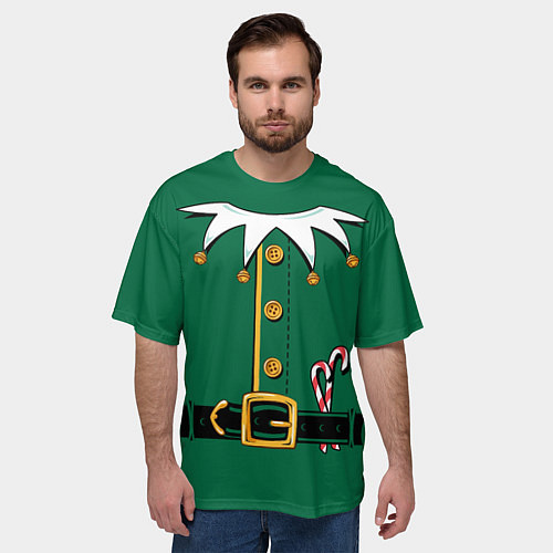 Мужская футболка оверсайз Christmas Elf Outfit / 3D-принт – фото 3