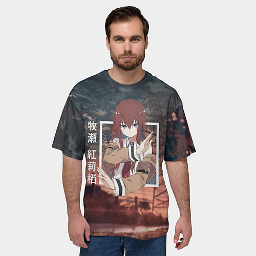 Мужская футболка оверсайз Врата Штейна Steins Gate, Курису Макисэ Kurisu Mak / 3D-принт – фото 3