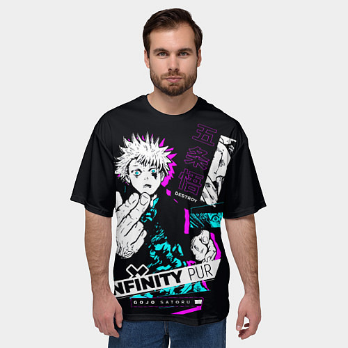 Мужская футболка оверсайз Satoru gojo в безумии расширение территории / 3D-принт – фото 3