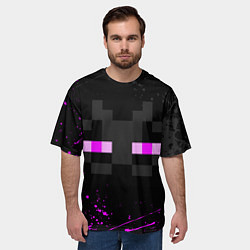 Футболка оверсайз мужская MINECRAFT ЭНДЕРМЕН ЛИЦО, БРЫЗГИ КРАСОК, цвет: 3D-принт — фото 2