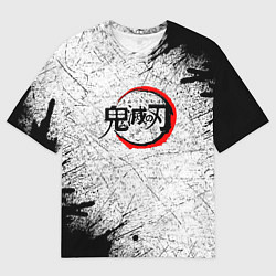 Футболка оверсайз мужская Клинок рассекающий демонов гранж, цвет: 3D-принт