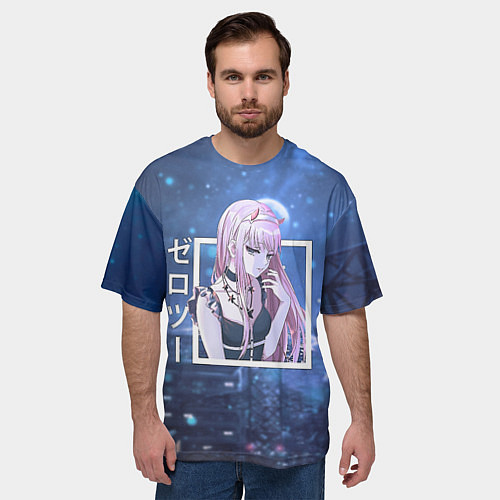 Мужская футболка оверсайз Zero Two в платье, Darling in the Franxx / 3D-принт – фото 3