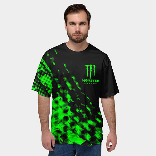 Мужская футболка оверсайз Monster Energy Текстура / 3D-принт – фото 3