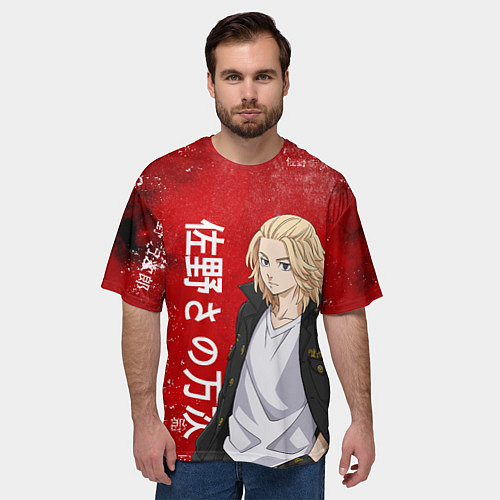 Мужская футболка оверсайз МАЙКИ МАНДЗИРО ТОСВА RED / 3D-принт – фото 3
