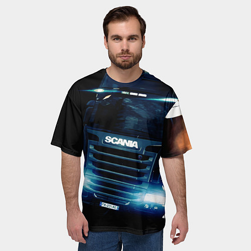 Мужская футболка оверсайз SCANIA Дальнобой 2022 / 3D-принт – фото 3