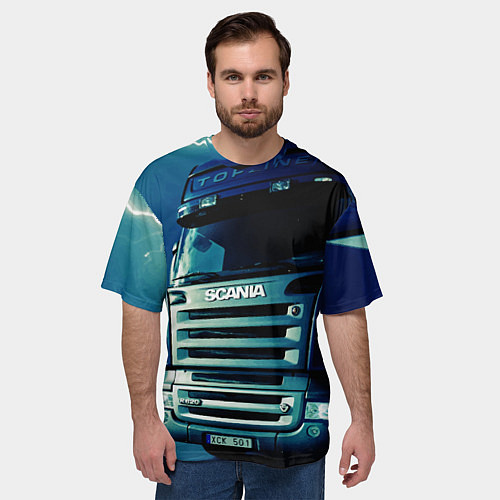 Мужская футболка оверсайз SCANIA Дальнобой 2022 / 3D-принт – фото 3