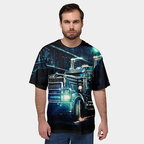 Мужская футболка оверсайз Американский Грузовик Дальнобой 2022 / 3D-принт – фото 3