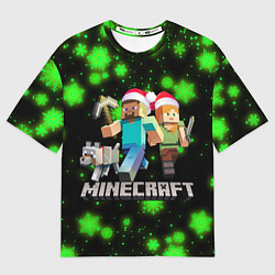 Футболка оверсайз мужская НОВОГОДНИЙ MINECRAFT ГЕРОИ ИГРЫ, цвет: 3D-принт