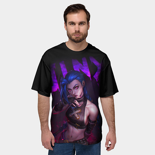 Мужская футболка оверсайз JINX ARCANE НАДПИСЬ LEAGUE OF LEGENDS / 3D-принт – фото 3