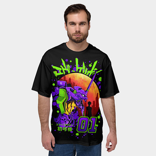 Мужская футболка оверсайз Евангелион - Neon Genesis Evangelion / 3D-принт – фото 3