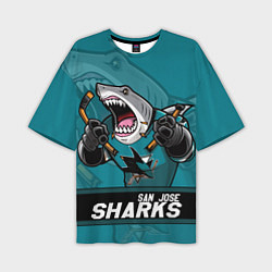 Футболка оверсайз мужская San Jose Sharks, Сан Хосе Шаркс, цвет: 3D-принт