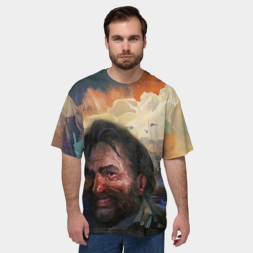 Мужская футболка оверсайз Disco Elysium Harrier Du Bois / 3D-принт – фото 3