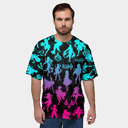 Футболка оверсайз мужская ГЕНШИН ИМПАКТ НЕОН ПЕРСОНАЖИ ИГРЫ GENSHIN IM ACT L, цвет: 3D-принт — фото 2