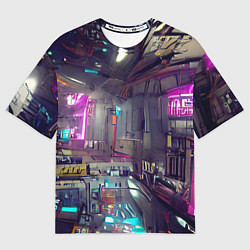Футболка оверсайз мужская Городской киберпанк, цвет: 3D-принт