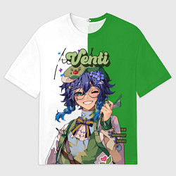 Футболка оверсайз мужская Венти волшебно улыбается Genshin Impact, цвет: 3D-принт