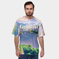 Футболка оверсайз мужская МИР ГЕНШИН ИМПАКТ ТЕВАЙТ GENSHIN IMPACT, цвет: 3D-принт — фото 2