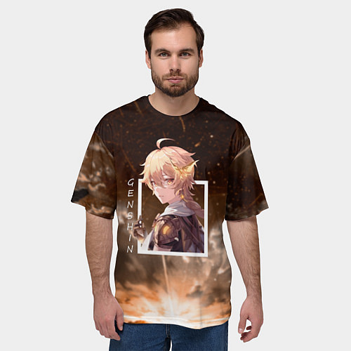 Мужская футболка оверсайз Итэр Aether, Genshin Impact Геншин импакт / 3D-принт – фото 3