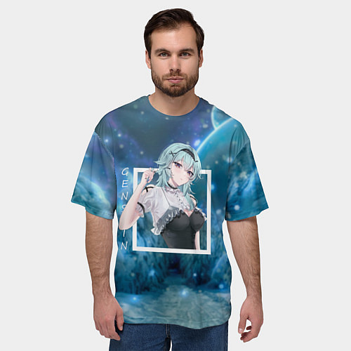 Мужская футболка оверсайз Эола Eula, Genshin Impact Геншин импакт / 3D-принт – фото 3