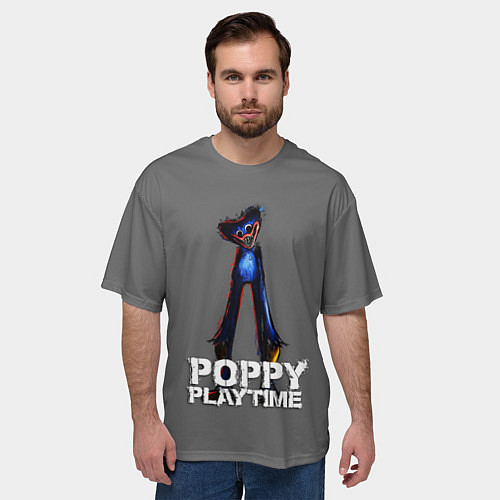 Мужская футболка оверсайз HUGGY WUGGY POPPY PLAYTIME / 3D-принт – фото 3