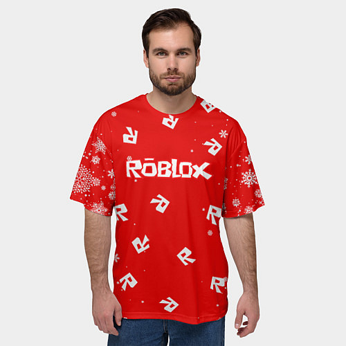 Мужская футболка оверсайз НОВОГОДНИЙ СВИТЕР ROBLOX РОБЛОКС НОВЫЙ ГОД 2022 / 3D-принт – фото 3