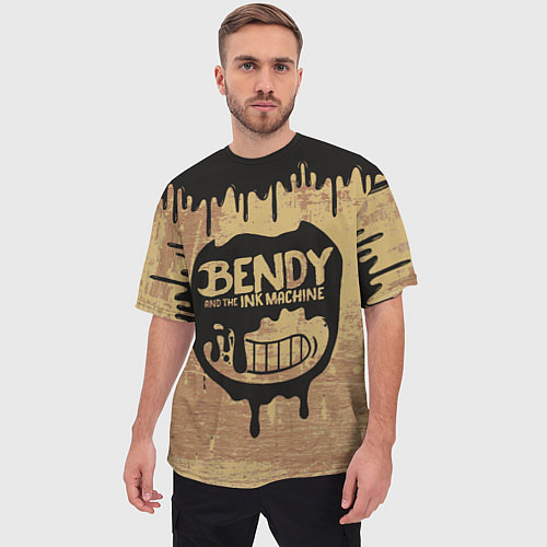 Мужская футболка оверсайз ЧЕРНЫЙ БЕНДИ BENDY AND THE INK MACHINE / 3D-принт – фото 3