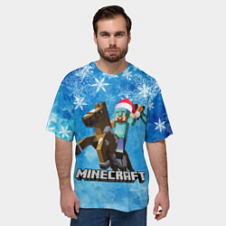Футболка оверсайз мужская НОВЫЙ ГОД В МАЙНКРАФТ, СНЕЖИНКИ, 2022, цвет: 3D-принт — фото 2