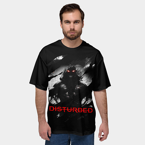 Мужская футболка оверсайз DISTURBED THE GUY ЛИЦО ДЕМОНА / 3D-принт – фото 3