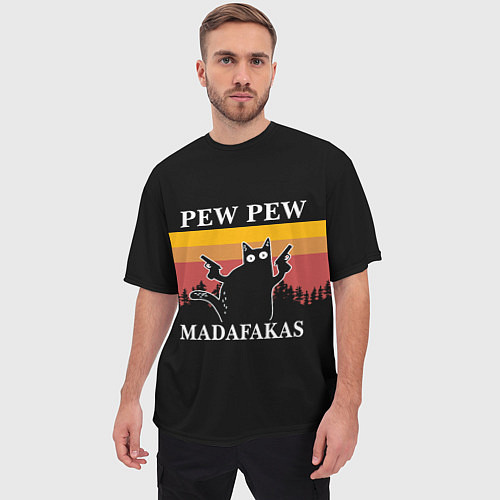 Мужская футболка оверсайз Madafakas! PEW PEW / 3D-принт – фото 3