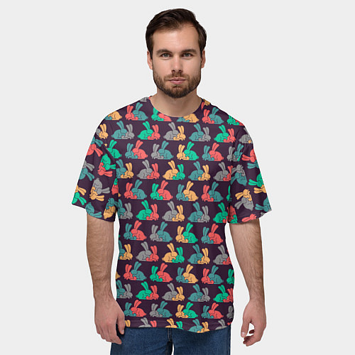 Мужская футболка оверсайз Кролики 18 / 3D-принт – фото 3