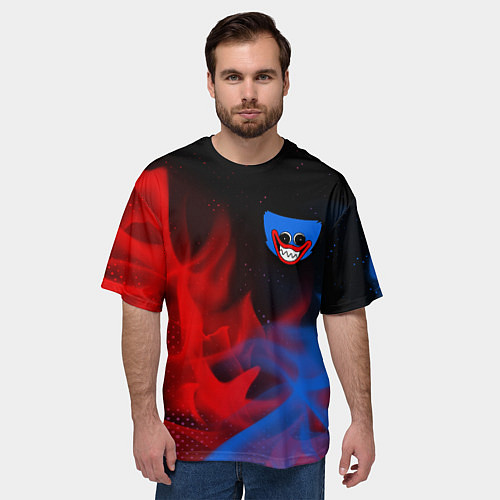 Мужская футболка оверсайз HUGGY WUGGY Пламя / 3D-принт – фото 3