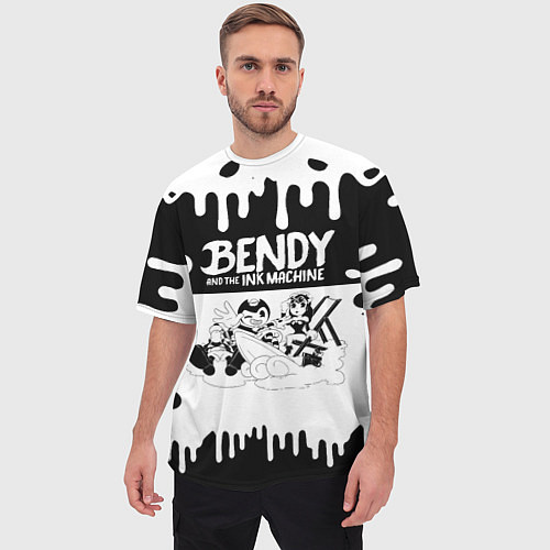 Мужская футболка оверсайз БЕНДИ И АЛИСА BENDY AND THE INK MACHINE / 3D-принт – фото 3