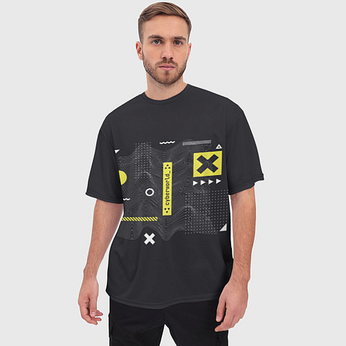 Мужская футболка оверсайз Cyberworld кибермир / 3D-принт – фото 3